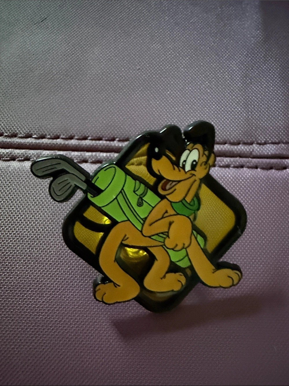 Disney Pluto - Mickey and Friends Golfing Pin Green & Yellow Like New